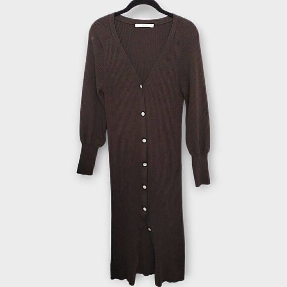Live the Process Womens Cardigan Sz. Black Ribbed Puffed Sleeves Cuffed Button - Picture 7 of 11
